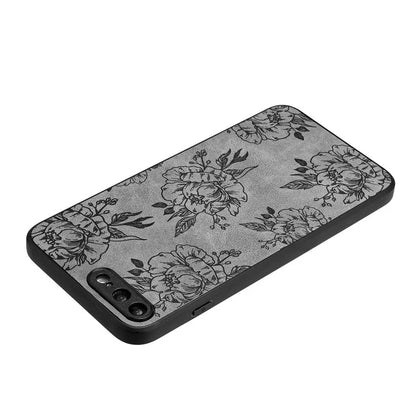 Floral Phone Case for iPhone 7 Plus / 8 Plus PU Leather Coated PC+TPU Cover