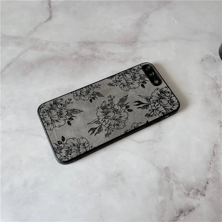 Floral Phone Case for iPhone 7 Plus / 8 Plus PU Leather Coated PC+TPU Cover