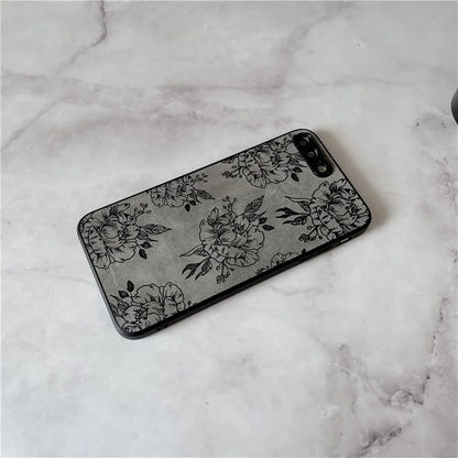 Floral Phone Case for iPhone 7 Plus / 8 Plus PU Leather Coated PC+TPU Cover