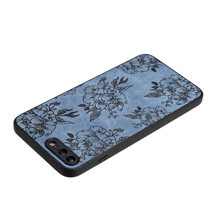 Floral Phone Case for iPhone 7 Plus / 8 Plus PU Leather Coated PC+TPU Cover