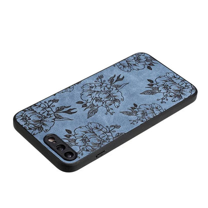 Floral Phone Case for iPhone 7 Plus / 8 Plus PU Leather Coated PC+TPU Cover