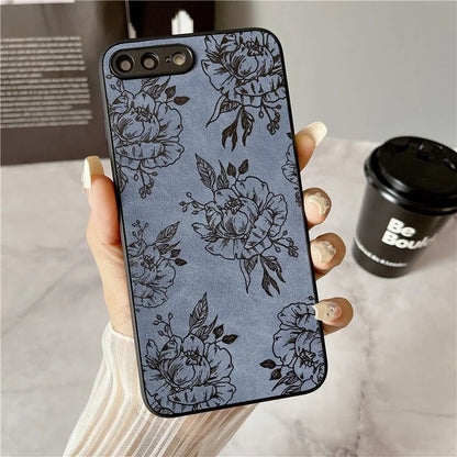 Floral Phone Case for iPhone 7 Plus / 8 Plus PU Leather Coated PC+TPU Cover