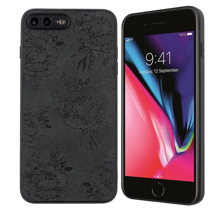 Floral Phone Case for iPhone 7 Plus / 8 Plus PU Leather Coated PC+TPU Cover
