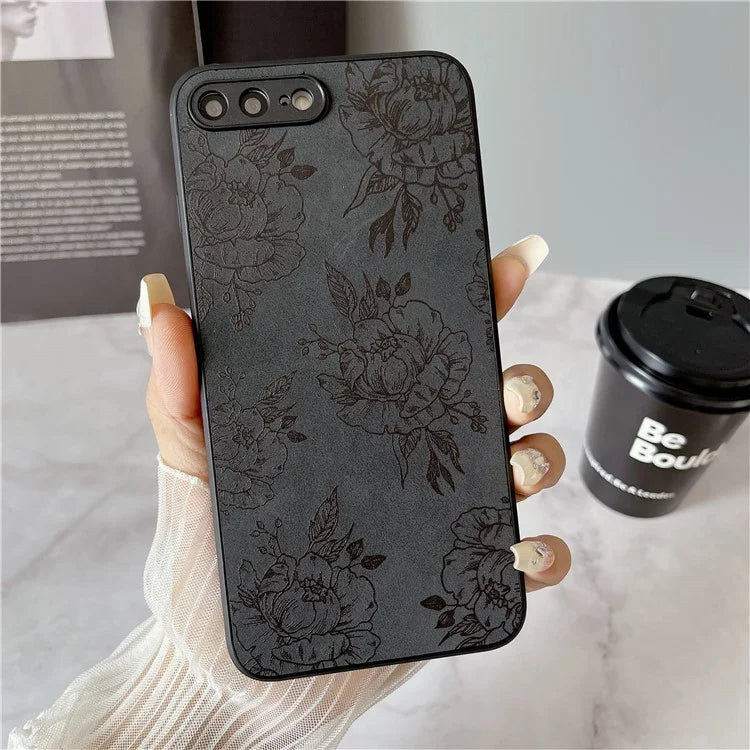 Floral Phone Case for iPhone 7 Plus / 8 Plus PU Leather Coated PC+TPU Cover