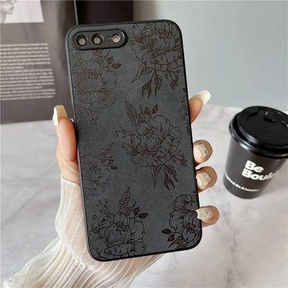 Floral Phone Case for iPhone 7 Plus / 8 Plus PU Leather Coated PC+TPU Cover