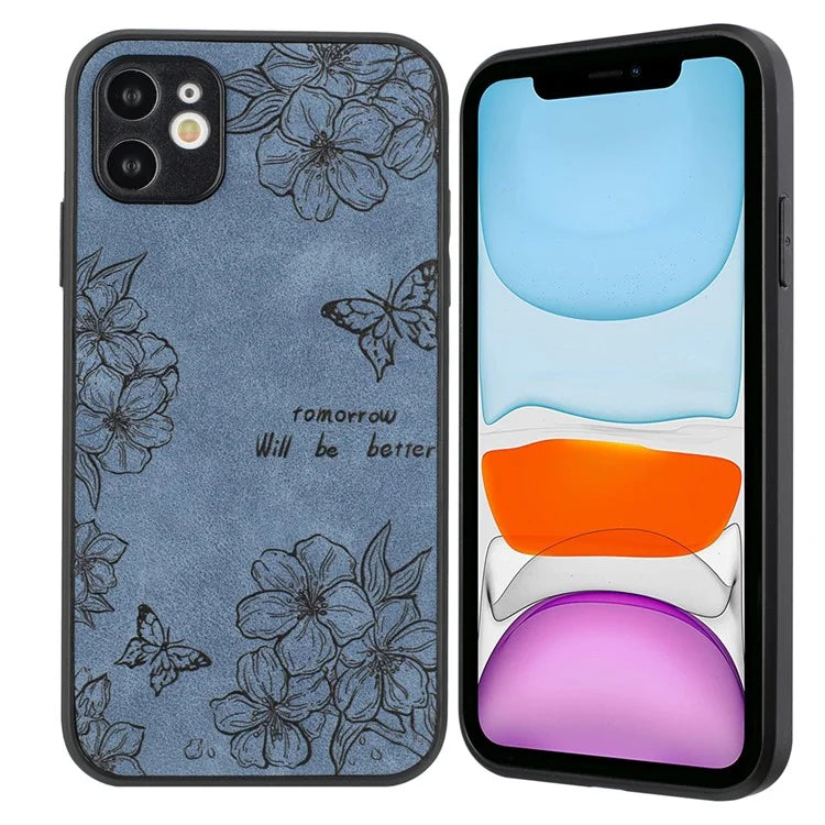 Floral Phone Case for iPhone 11 PU Leather+PC+TPU Bump Proof Back Protector Cover
