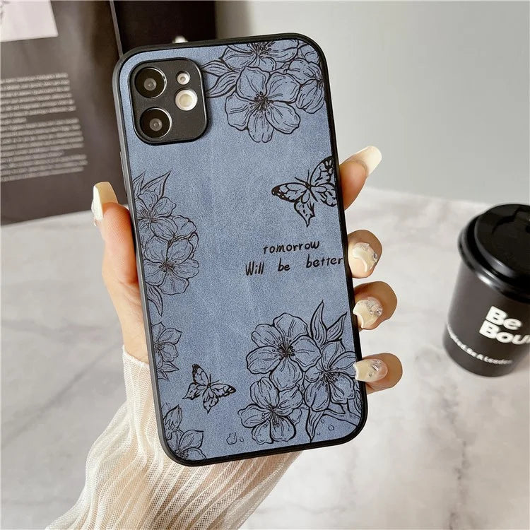 Floral Phone Case for iPhone 11 PU Leather+PC+TPU Bump Proof Back Protector Cover