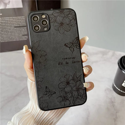 Floral Phone Case for iPhone 11 PU Leather+PC+TPU Bump Proof Back Protector Cover