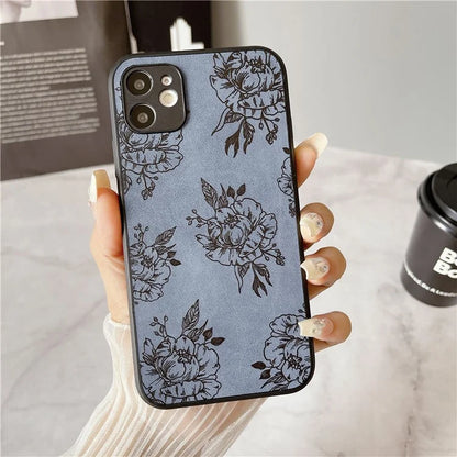 Floral Phone Case for iPhone 11 PU Leather+PC+TPU Bump Proof Back Protector Cover