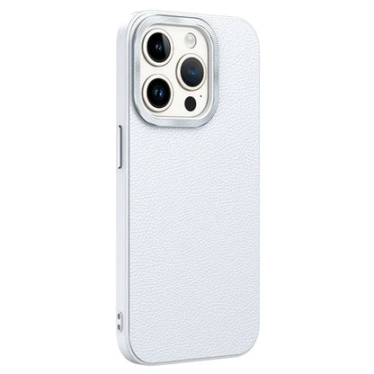 For iPhone 14 Pro Max Cover PU Leather+TPU Shockproof Phone Case with Metal Lens Frame