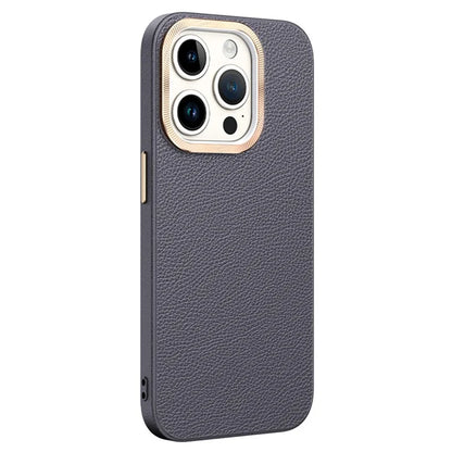 For iPhone 14 Pro Max Cover PU Leather+TPU Shockproof Phone Case with Metal Lens Frame