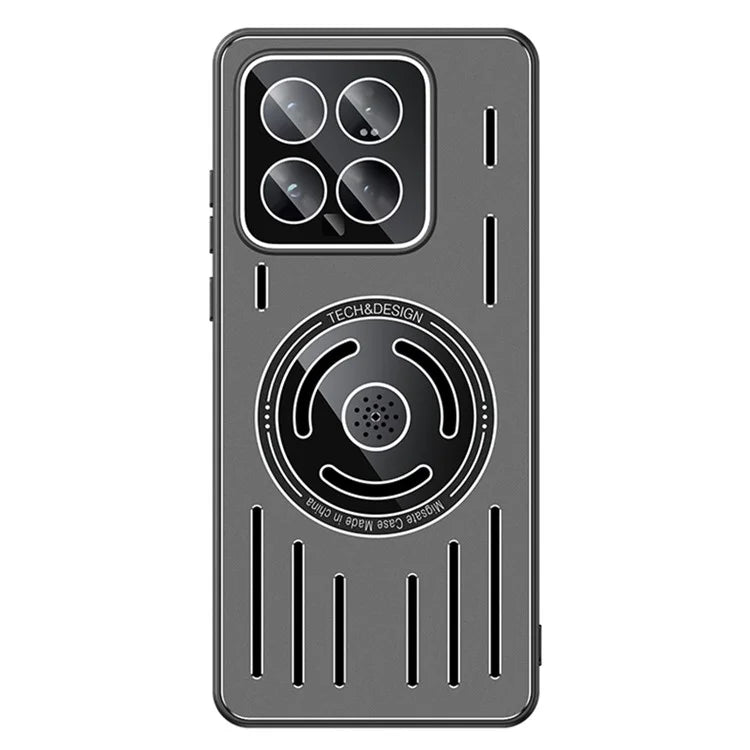 For Xiaomi 14 Magnetic Case TPU+Metal Heat Dissipation Phone Cover with PC Lens Film