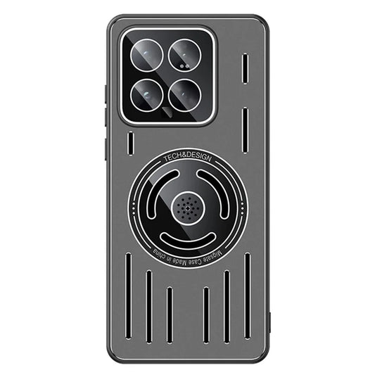 For Xiaomi 14 Magnetic Case TPU+Metal Heat Dissipation Phone Cover with PC Lens Film