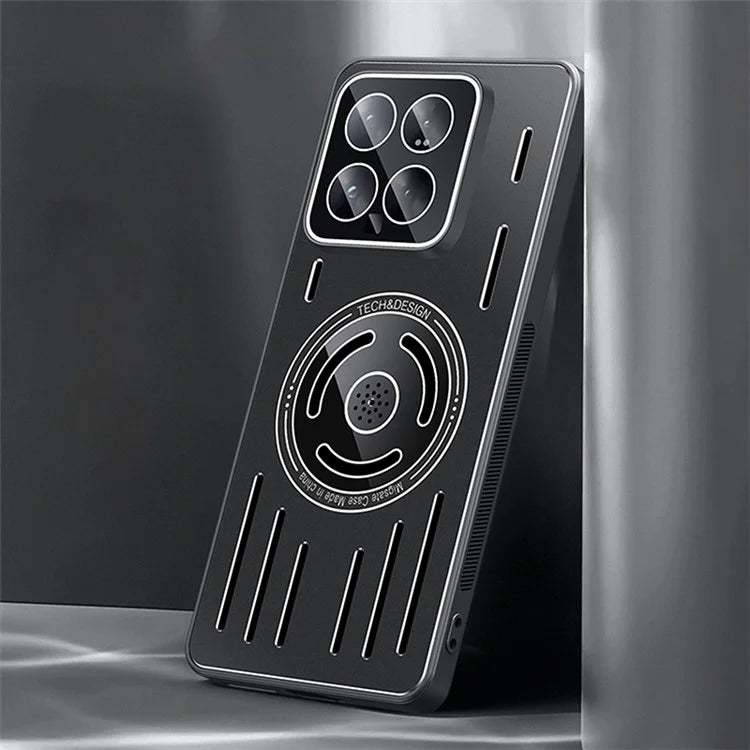 For Xiaomi 14 Magnetic Case TPU+Metal Heat Dissipation Phone Cover with PC Lens Film