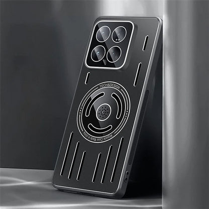 For Xiaomi 14 Magnetic Case TPU+Metal Heat Dissipation Phone Cover with PC Lens Film