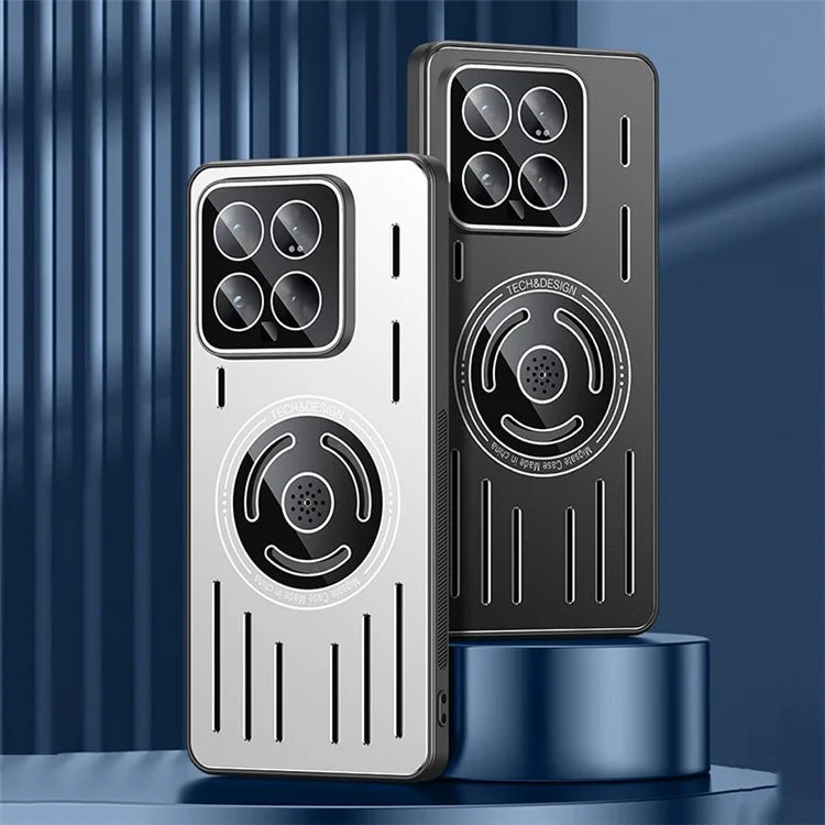 For Xiaomi 14 Magnetic Case TPU+Metal Heat Dissipation Phone Cover with PC Lens Film