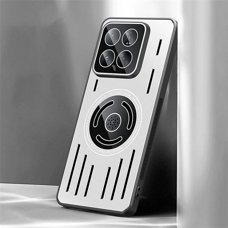 For Xiaomi 14 Magnetic Case TPU+Metal Heat Dissipation Phone Cover with PC Lens Film