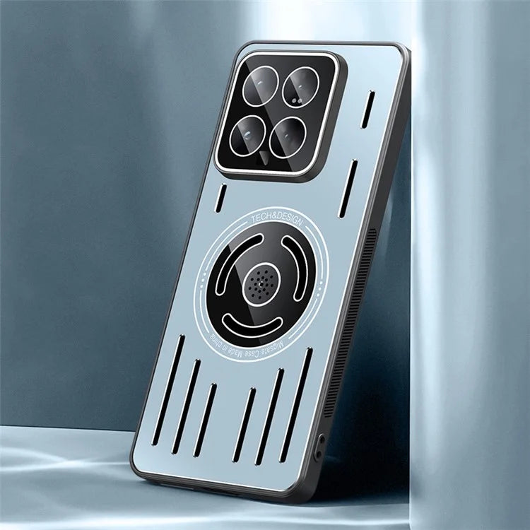 For Xiaomi 14 Magnetic Case TPU+Metal Heat Dissipation Phone Cover with PC Lens Film