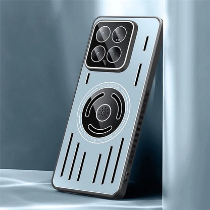For Xiaomi 14 Magnetic Case TPU+Metal Heat Dissipation Phone Cover with PC Lens Film