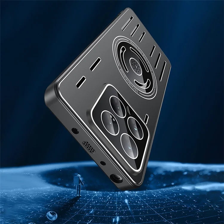 For Xiaomi 14 Magnetic Case TPU+Metal Heat Dissipation Phone Cover with PC Lens Film