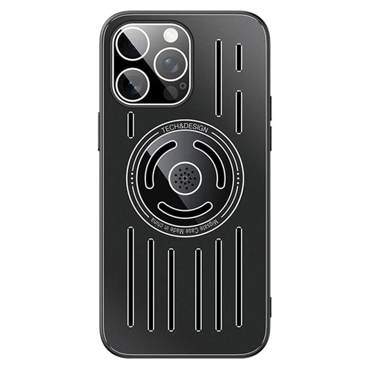 For iPhone 14 Pro Max Built-In Lens Film Heat Dissipation TPU Frame+Metal Back Magnetic Phone Cover
