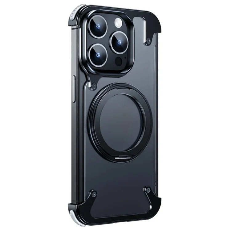 For iPhone 15 Pro Magnetic Phone Case Ring Holder Kickstand Frameless Matte PC Cover