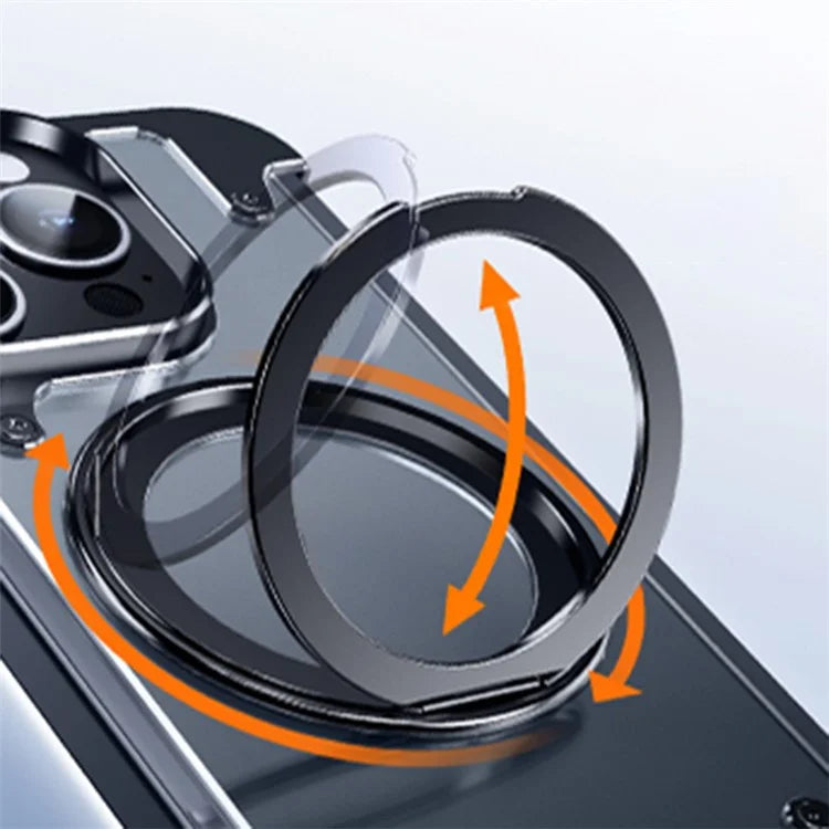 For iPhone 15 Pro Magnetic Phone Case Ring Holder Kickstand Frameless Matte PC Cover