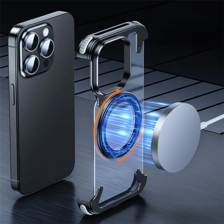 For iPhone 15 Pro Magnetic Phone Case Ring Holder Kickstand Frameless Matte PC Cover