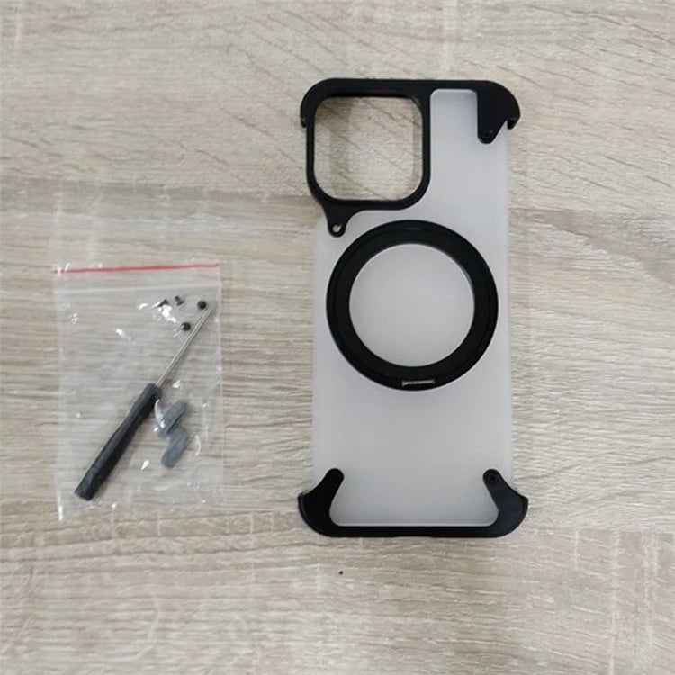 For iPhone 15 Pro Magnetic Phone Case Ring Holder Kickstand Frameless Matte PC Cover