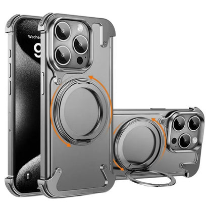 For iPhone 15 Pro Magnetic Phone Case Ring Holder Kickstand Frameless Matte PC Cover