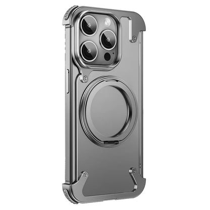 For iPhone 15 Pro Magnetic Phone Case Ring Holder Kickstand Frameless Matte PC Cover