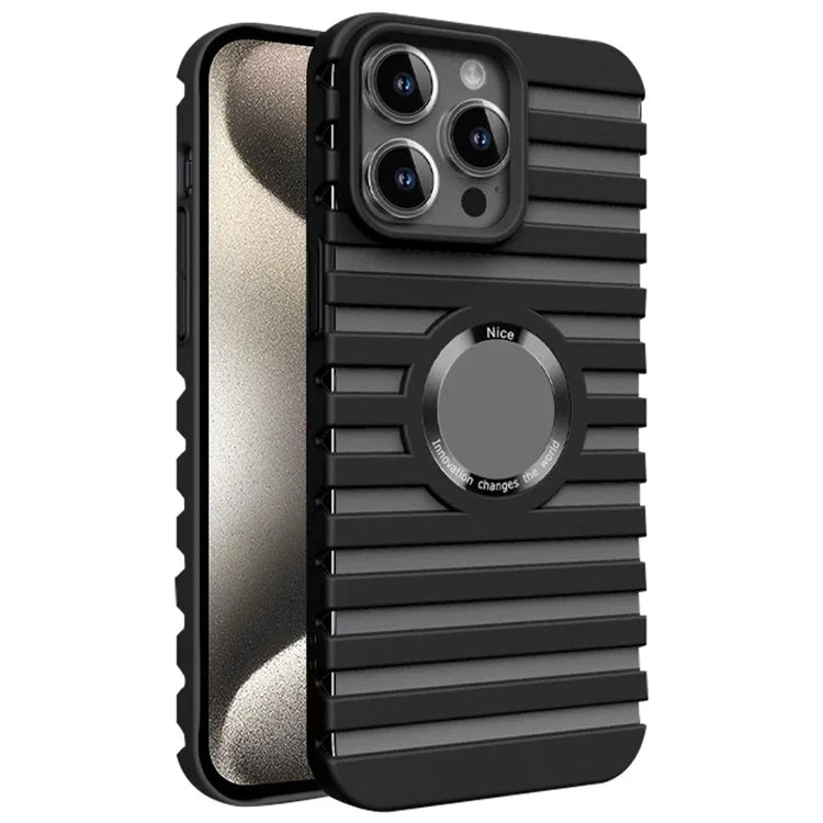 For iPhone 15 Pro Magnetic Case Hard PC Heat Dissipation Logo View Phone Cover