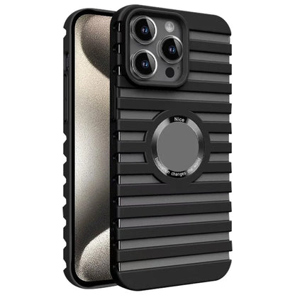 For iPhone 15 Pro Magnetic Case Hard PC Heat Dissipation Logo View Phone Cover