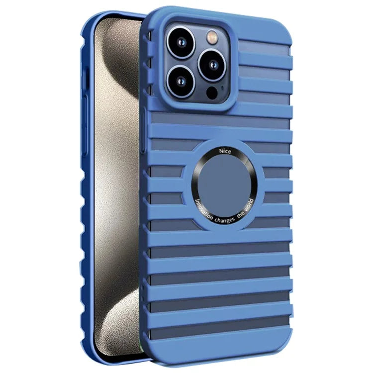 For iPhone 15 Pro Magnetic Case Hard PC Heat Dissipation Logo View Phone Cover