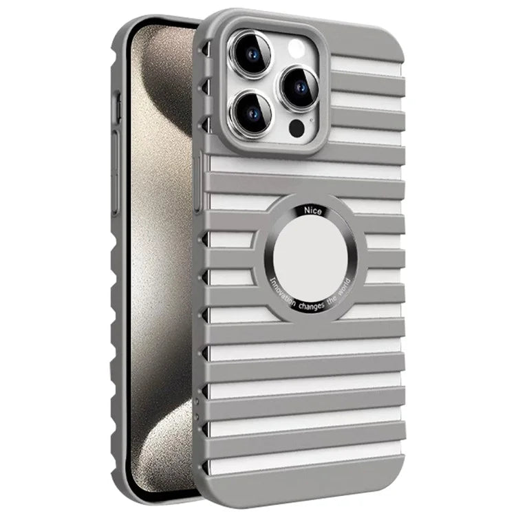 For iPhone 15 Pro Magnetic Case Hard PC Heat Dissipation Logo View Phone Cover