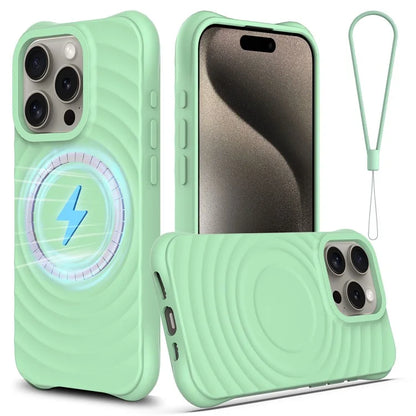 For iPhone 15 Pro Magnetic Case Water Ripple Wave Pattern Liquid Silicone Phone Cover