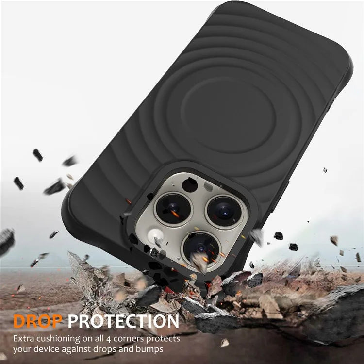 For iPhone 13 Pro Max Magnetic Case Textured Liquid Silicone Phone Case with Strap