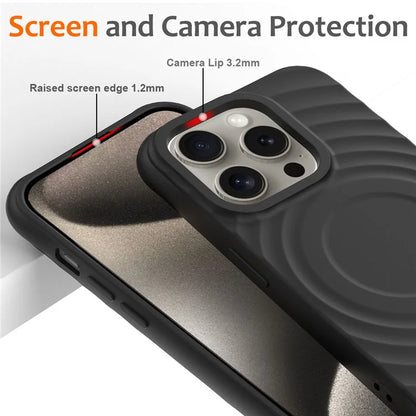 For iPhone 13 Pro Max Magnetic Case Textured Liquid Silicone Phone Case with Strap