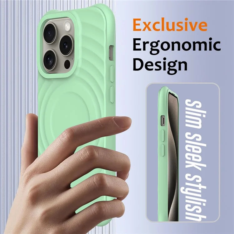 For iPhone 13 Pro Max Magnetic Case Textured Liquid Silicone Phone Case with Strap