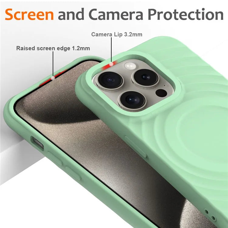 For iPhone 13 Pro Max Magnetic Case Textured Liquid Silicone Phone Case with Strap