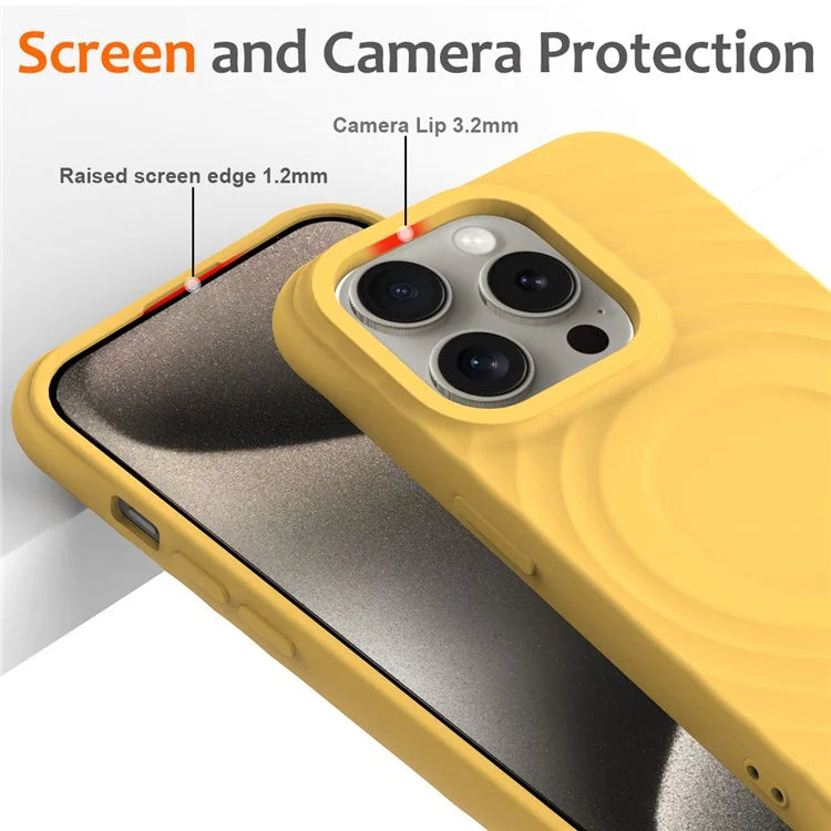 For iPhone 13 Pro Max Magnetic Case Textured Liquid Silicone Phone Case with Strap
