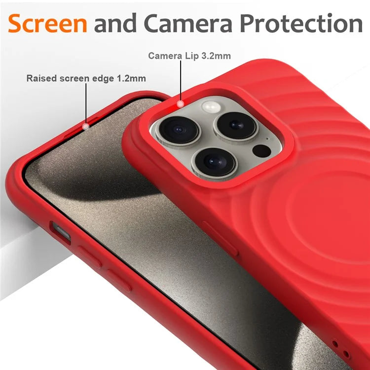 For iPhone 13 Pro Max Magnetic Case Textured Liquid Silicone Phone Case with Strap