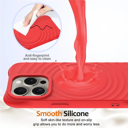For iPhone 13 Pro Max Magnetic Case Textured Liquid Silicone Phone Case with Strap