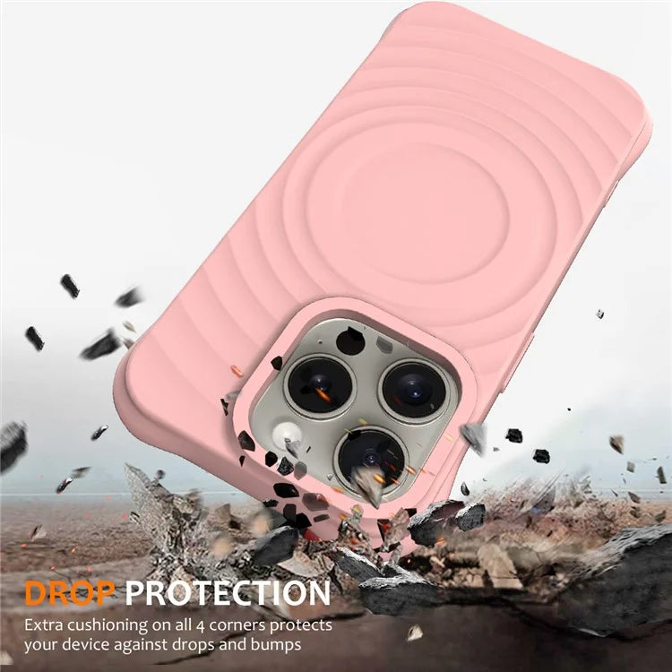 For iPhone 13 Pro Max Magnetic Case Textured Liquid Silicone Phone Case with Strap