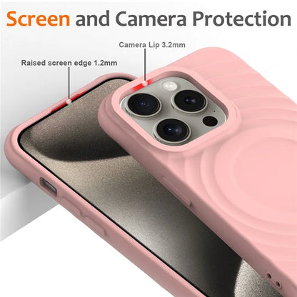 For iPhone 13 Pro Max Magnetic Case Textured Liquid Silicone Phone Case with Strap