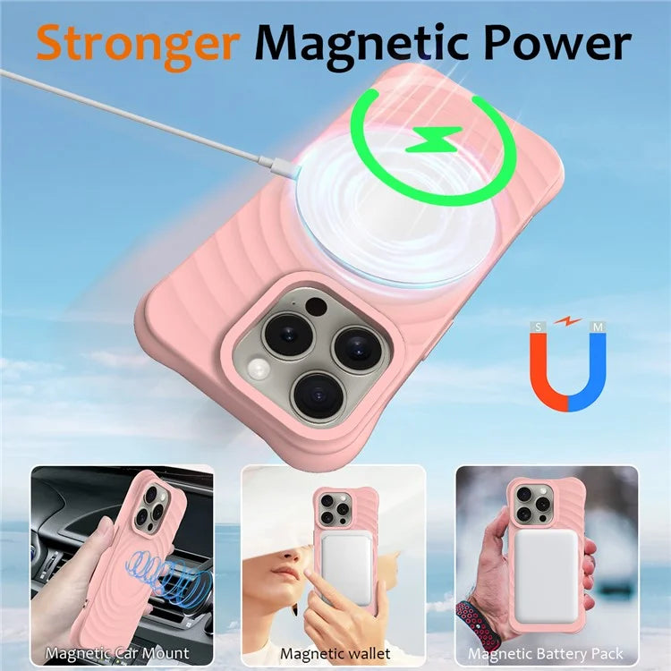 For iPhone 13 Pro Max Magnetic Case Textured Liquid Silicone Phone Case with Strap