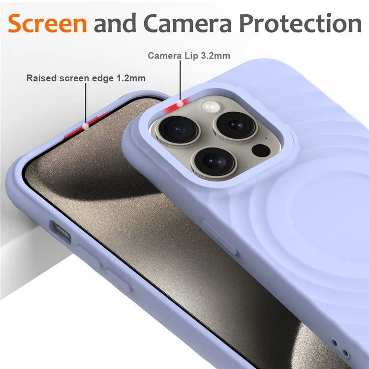 For iPhone 13 Pro Max Magnetic Case Textured Liquid Silicone Phone Case with Strap