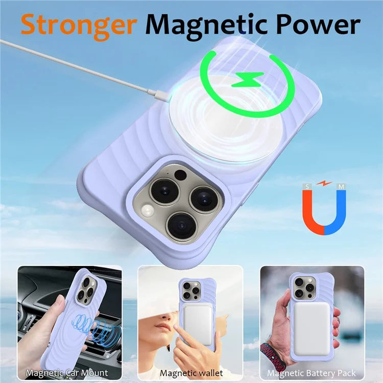 For iPhone 13 Pro Max Magnetic Case Textured Liquid Silicone Phone Case with Strap