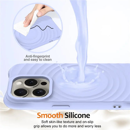 For iPhone 13 Pro Max Magnetic Case Textured Liquid Silicone Phone Case with Strap