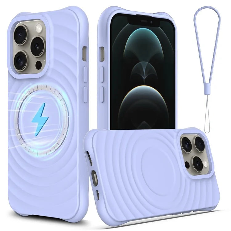 For iPhone 12 Pro Max Magnetic Case Shockproof Liquid Silicone Phone Cover with Water Ripple Texture